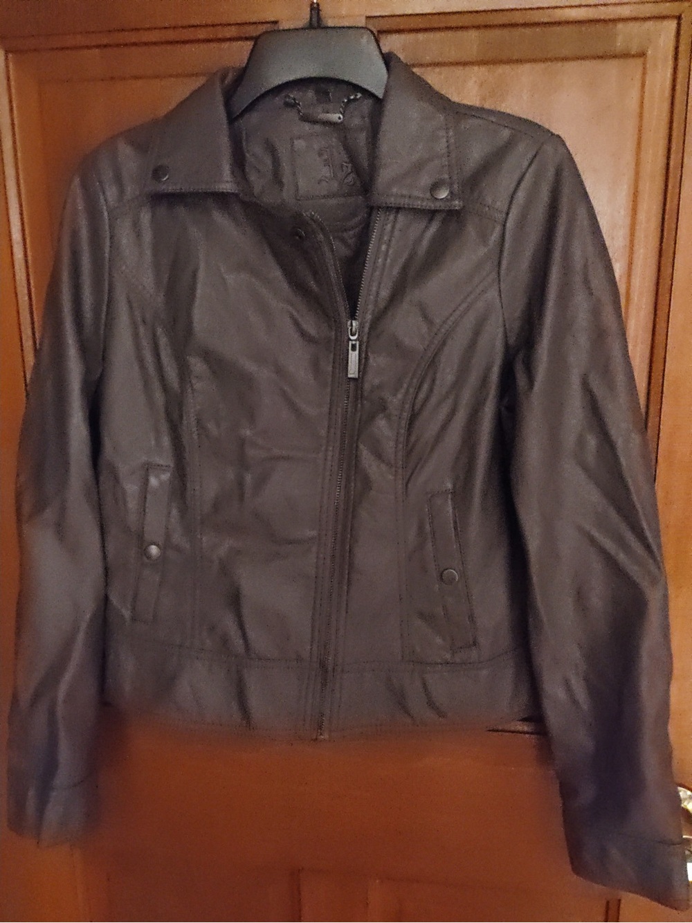 Women's  Faux Leather Zip Jacket